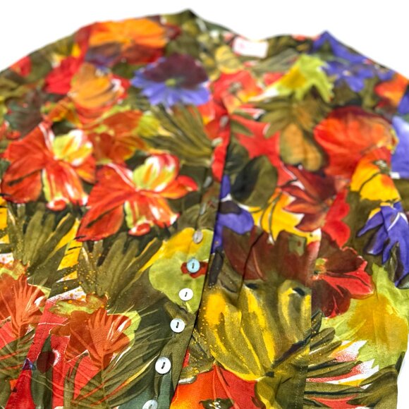 Vintage Betty Barclay, Tropical Print Down Button Down Shirt - Picture 3 of 4